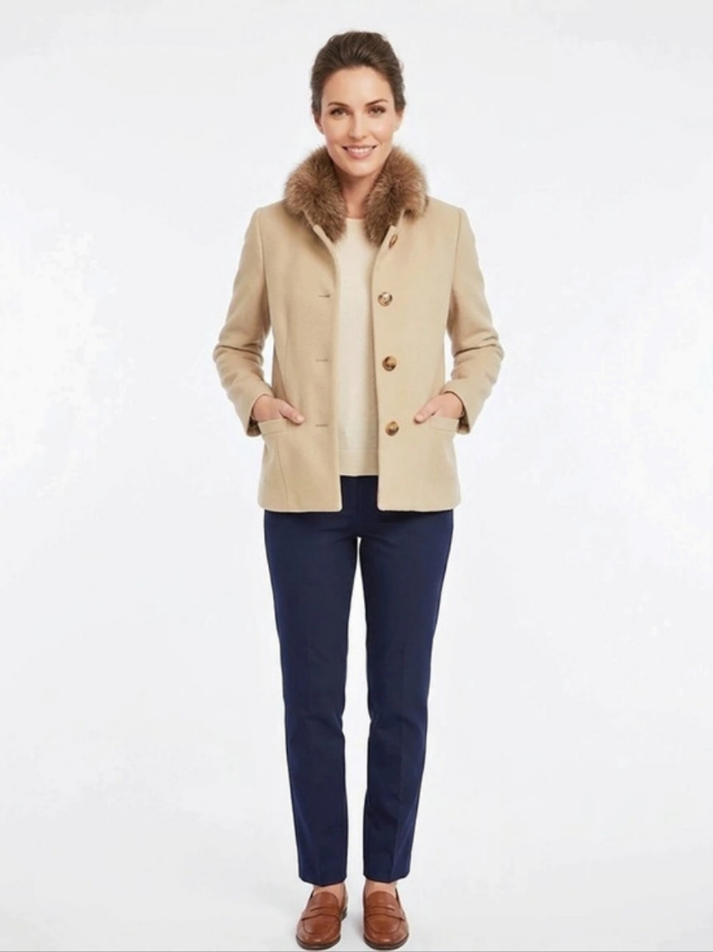 😍Ann Taylor Women's Beige Wool Jacket Size 10